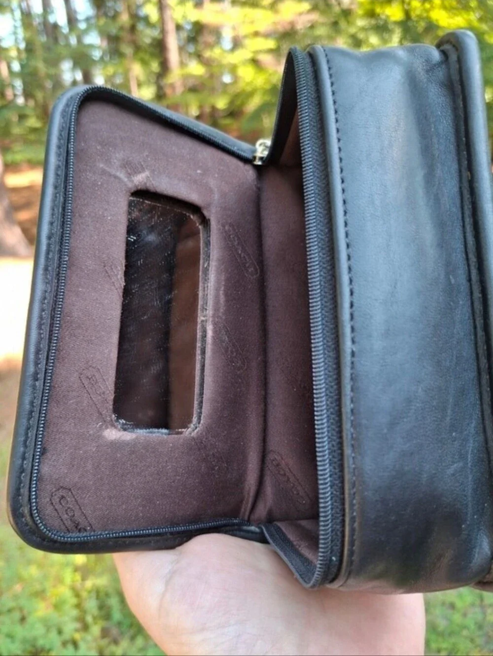 Vintage 90's Coach Black Glove-Tanned Leather Chubby Case #6925